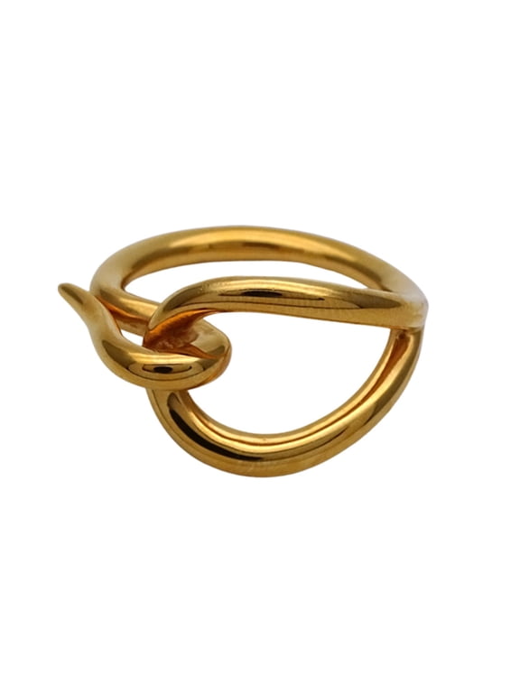 Pre-Owned Hermes Jumbo Scarf Ring for Women, Gold Metal