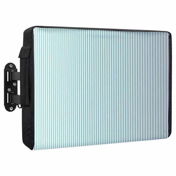 Blue Stripe Waterproof Outdoor TV Cover, Country Retro Minimalist Farmhouse Gradient Lines Outside Weatherproof TV Enclosures for 52 to 55 Inch LCD Television Shield Flat Screen Protectors