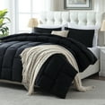 thumbnail image 6 of Yalamila Full Size Comforter Set 3-Piece All-Season Down Alternative Reversible Comforter Set,Dark Black,200GSM Cooling Quilted Duvet Insert, 95GSM Soft Cover Bed in a Bag, 6 of 7
