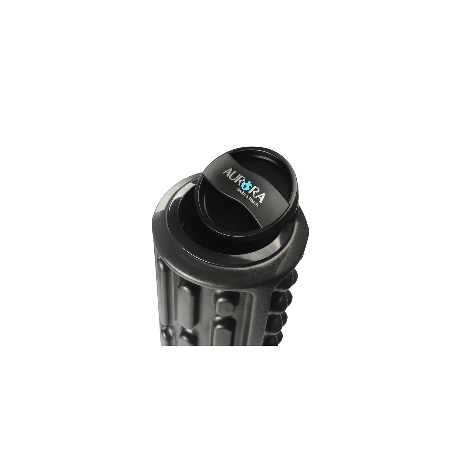 Vibrating Foam Roller - Black Muscle Recovery Roller with Vibration & Storage - 19.5" Tri-Texture Massage Tool