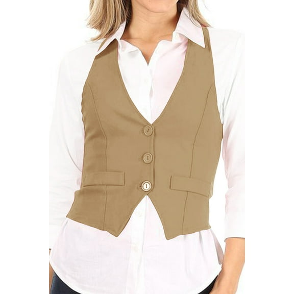 Women's Casual Button Down Racerback Belt Slim Fitted Tuxedo Suit Vest Top S-3XL