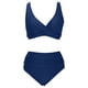 thumbnail image 3 of Trajes de Baño de Mujer de Cintura Alta Cuello en V Vendaje Sólido Ajustamiento Apretado Reunión Traje de Baño Conjunto Dividido, 3 of 6