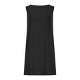 thumbnail image 4 of ITSAME Women's Mini Dress, Sleeveless Crew Neck Cotton Linen Summer Casual Loose Dresses Black S, 4 of 6