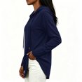thumbnail image 5 of Women's Loose Fit Hooded Drawstring Long Sleeve Pocket Solid Color Top Blouse Casual Comfortable Cozy Fashion Trendy Outfits Daily | CSEONE,Navy S, 5 of 7