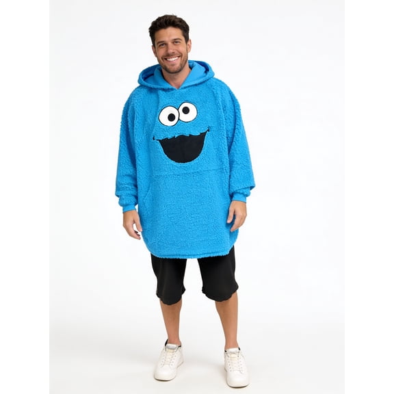 Cookie Monster Big Face Hood Poncho Adult Halloween Costume Cosplay Unisex