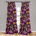 thumbnail image 2 of Blooming Floral Window Curtains, Grunge Design Retro Wave Colors Flowers Vintage Design Artwork, Lightweight Decor 2-Panel Set with Rod Pocket, Pair of - 28"x63", Yellow Green Magenta, by Ambesonne, 2 of 3