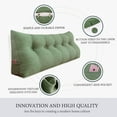 thumbnail image 3 of Rounuo Bed Wedge Pillow for Headboard, King Triangular Reading Pillow Linen Large Bolster Backrest Support Upholstered Lumbar Cushion Green 76"x20", 3 of 7