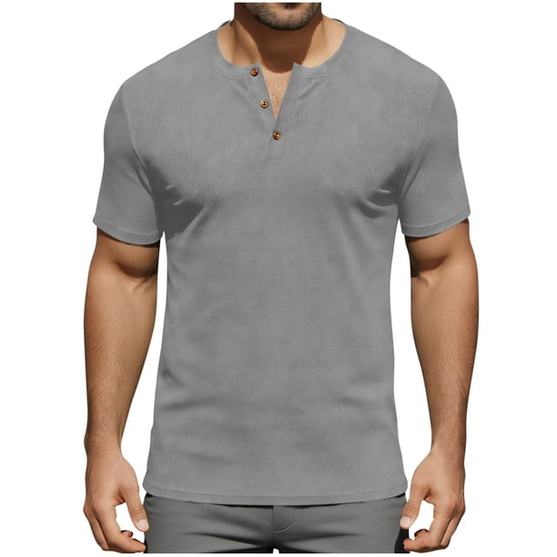 Usted Es Más Que una Prueba de Puntuación Estilo de Camisa Casual de Color Sólido Botón de Manga Corta Cuello Redondo Blusa, Hombre Casual de Manga Corta Botón Abajo Camisas Suéter