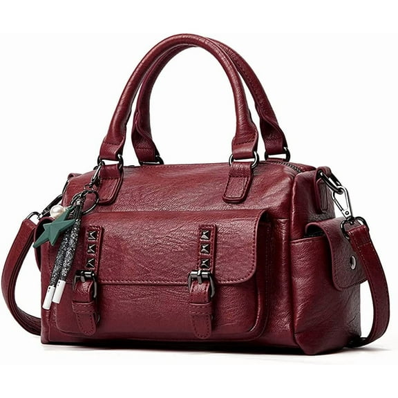 CoCopeanut Faux Leather Shoulder Bag for Women Flap Handbag Willow Nail Crossbody Bag Large Capacity Purse Retro Satchel