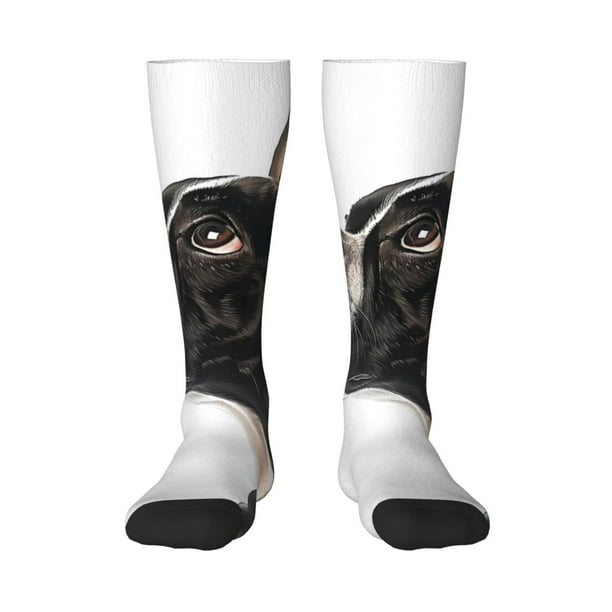 Balery Black And White Boston Terrier Calcetines novedosos Calcetines deportivos Calcetines hasta la rodilla Calcetines de algodón Calcetines originales y geniales