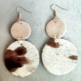 thumbnail image 5 of Cheetah Genuine Leather Double Circle Women Statement Drop Earrings Fall Jewelry, 5 of 9