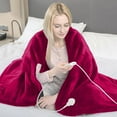 thumbnail image 3 of SUNAID Electric Throw Blanket 50" x 60" , 10 Heating Levels, 8 Hours Auto-Off, Luxuriously Soft, Machine Washable, Red, 3 of 10