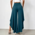 thumbnail image 4 of Karymi Shorts for Women High Waist Ruffle Layered Flowy Wide Leg Pants, Solid Elastic Waist Asymmetrical Hem Palazzo Trousers, Elegant Party Vacation Wide Leg Pants Woman, 4 of 7