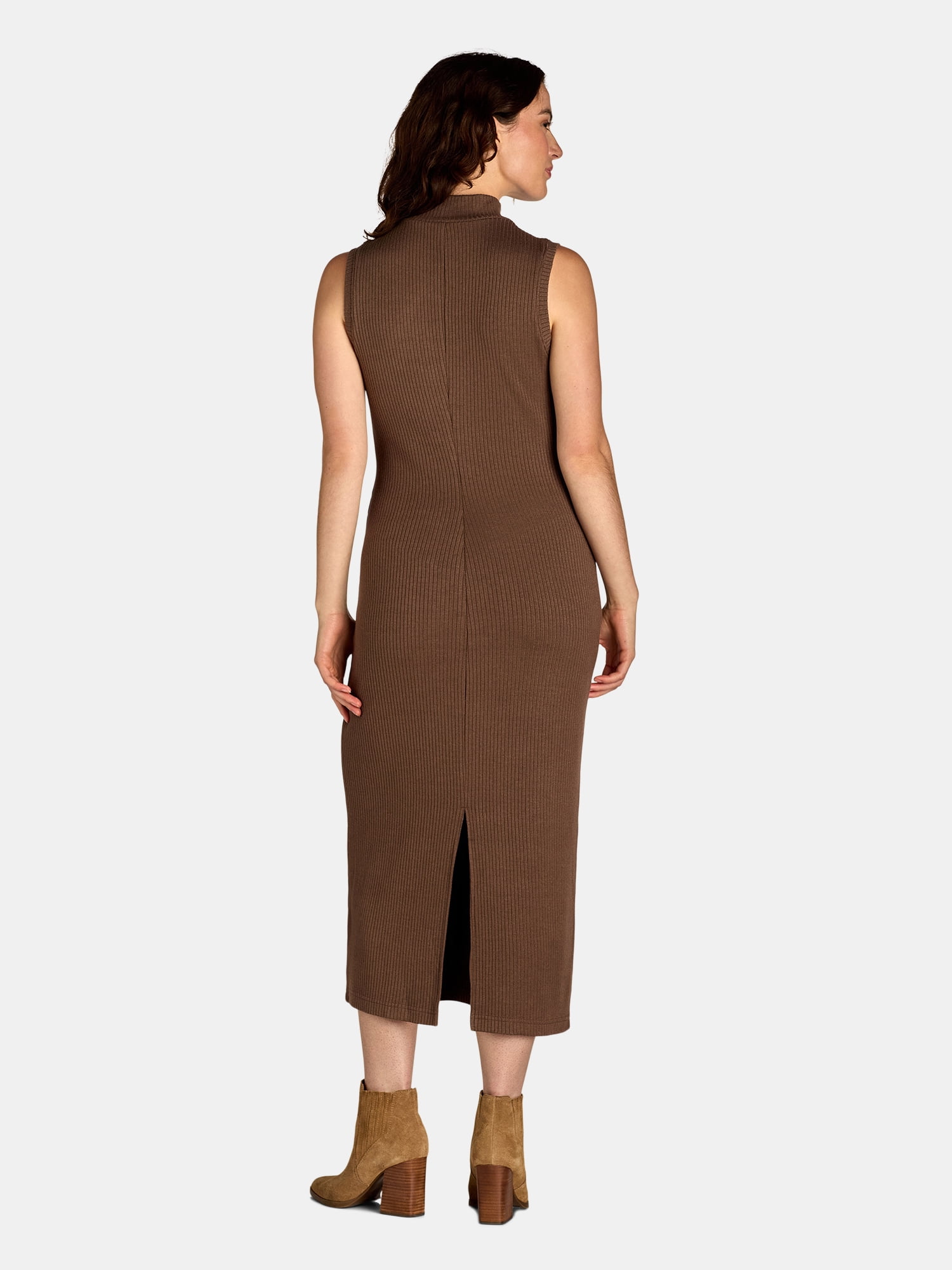 Nine.Eight Women's Sleeveless Ribbed Mock Neck Midi Dress, Sizes XS-XXXL