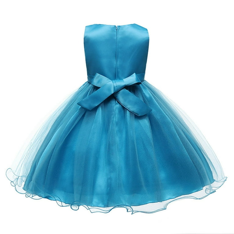 5T Dresses For Girls Girls Chiffon Dresses A-Line Sequined Sleeveless  Dresses Children's Wedding Party Pageant Gown Blue,7-8 Years - Walmart.com