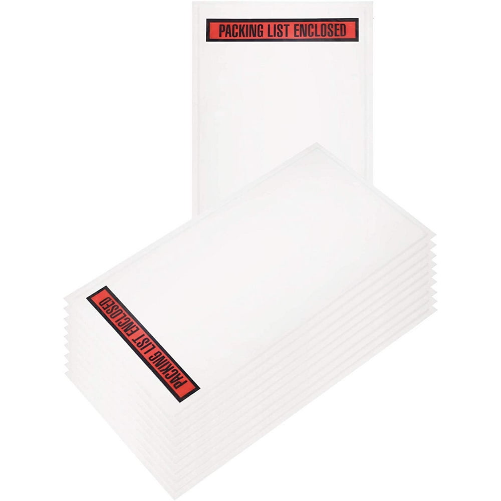 100 Pack Clear Packing List Envelopes 7 x 10 Adhesive Shipping Label
