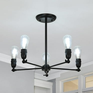 Goeco 5-Light Industrial Sputnik Chandelier, Adjustable Height