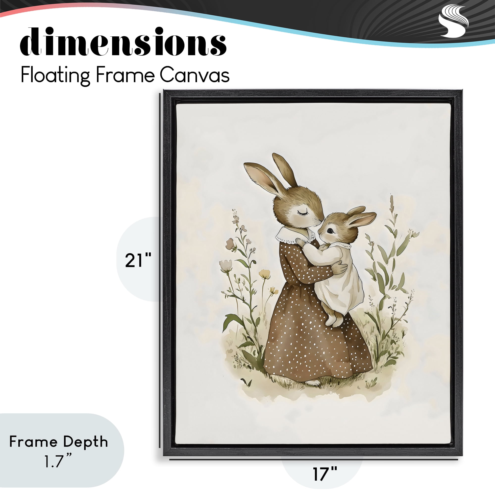 Stupell Industries A Mother's Love Rabbits Black Framed Floater Canvas Wall Art, design by Arlington Prints