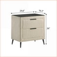 thumbnail image 3 of Bedroom Furniture Set Queen Size with 2 Nightstands & Bench, Cream Wide Wale Corduroy | Fabric+Metal,MDF+LVL | Wingback Beds, 3 of 10