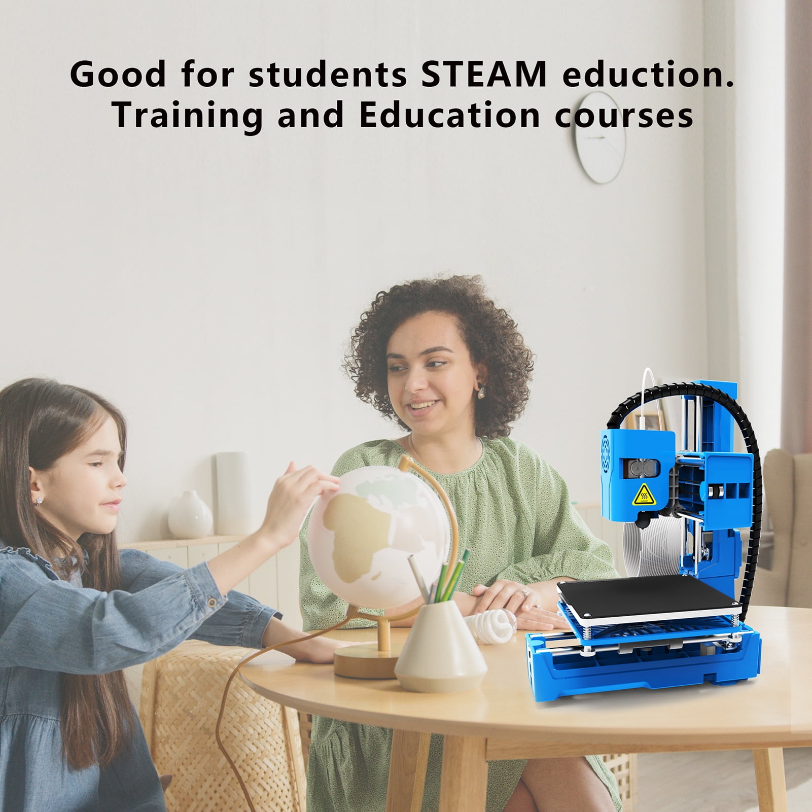 EasyThreed 3D Printer Desktop Printing Machine for Kids 100x100x100mm Print Size Removable Platform One-Key Printing with TF Card PLA Sample Filament for Beginners Household Education