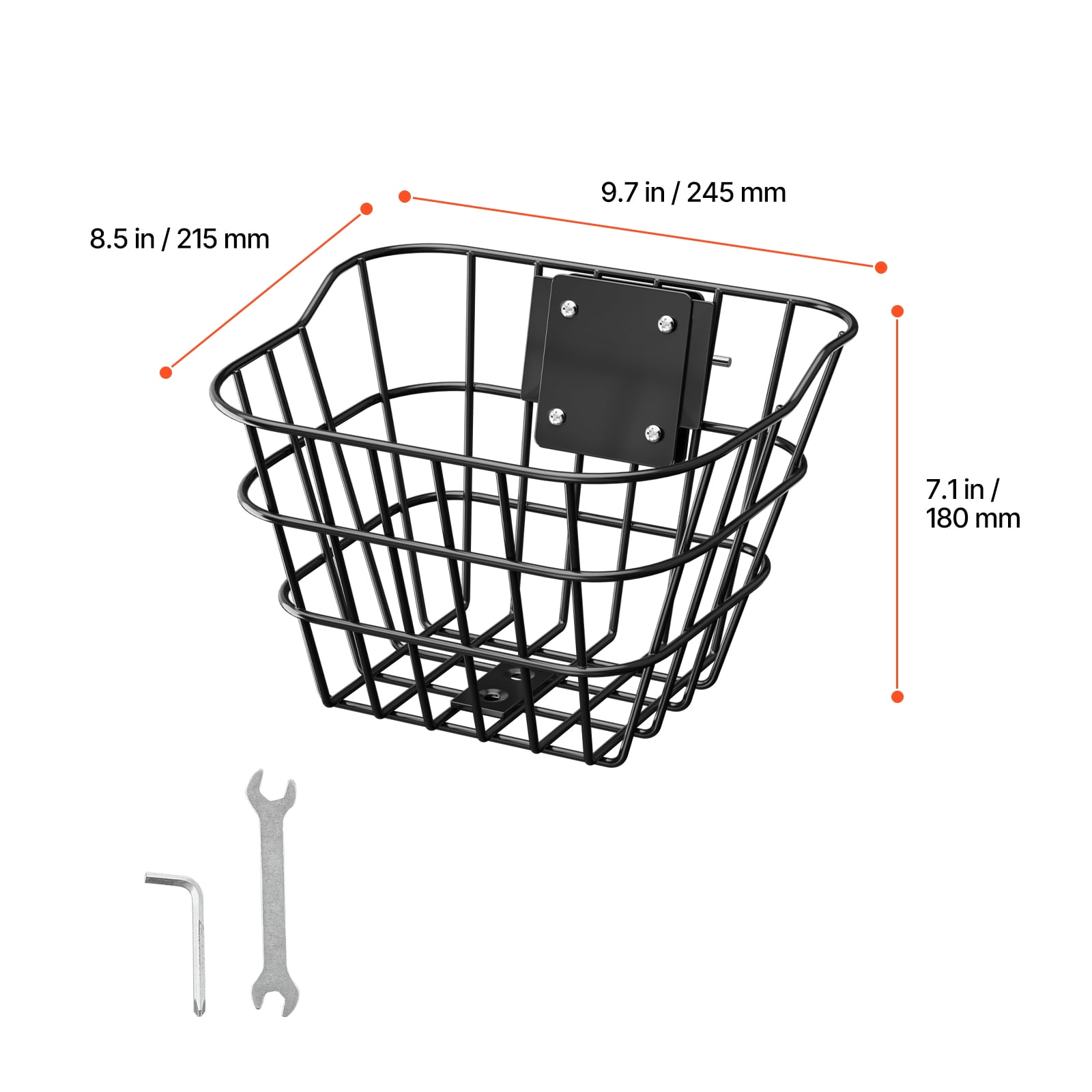 KFFKFF Primary Bike Basket, Electric Scooter Holder with Secure Attachment - Holds up to 20 lbs, Constructed from Robust Steel, Appropriate for Kids' Bicycles/Adult Cycles