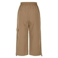 thumbnail image 5 of cocolona Womens Summer Capri Pants Elastic Waist Drawstring Straight Cargo Pants Outdoor Casual Hiking Pants with Pockets, 5 of 5