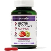 NatureWise Biotin Gummies - Hair, Skin and Nails Vitamin - Biotin 5000mcg Supports Hair and Nail Strength - Strawberry-Kiwi Flavor - Vegan, Non-GMO, Gluten Free - 60 Count[1-Month Supply]
