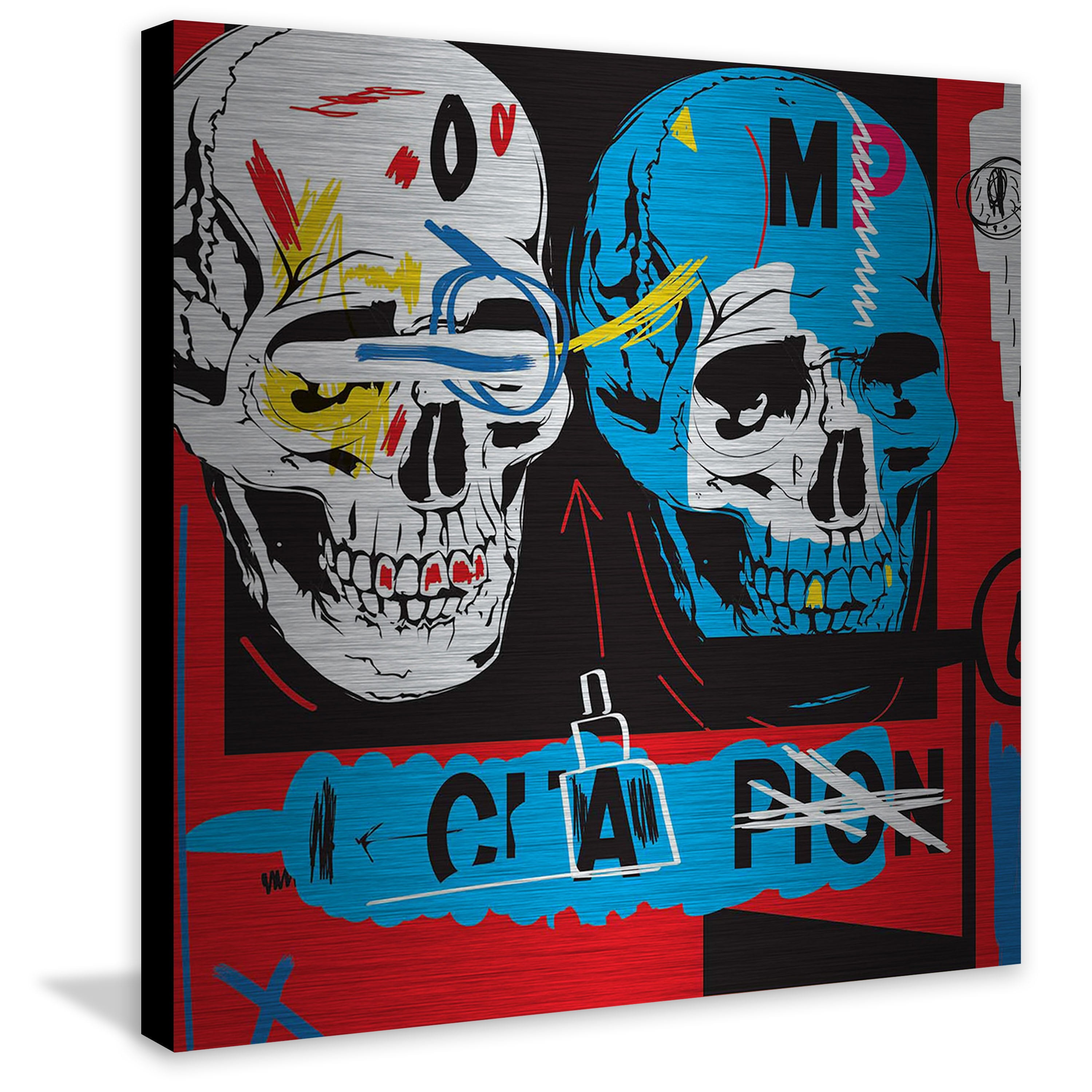 Marmont Hill "Two Skulls I" by Josh Ruggs Painting Print on Brushed Aluminum