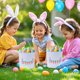thumbnail image 5 of Huevos para la Caza de Huevos de Pascua Caneta de Conejos de Lienzo 9.84x9.06 Pulgadas, Cestas de Regalo de Dulces de Pascua para Niños con Manija Resistente Y Decoración de Primavera, 5 of 6