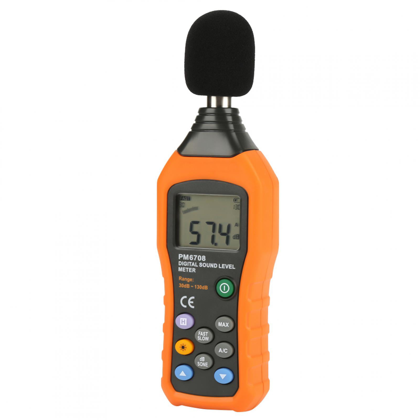 LCD Digital Sound Simulation Audio Decibel Professional Sound Noise High Accuracy Level Meter Data Hold Tester with Measuring Range 30 to 130dB PM6708