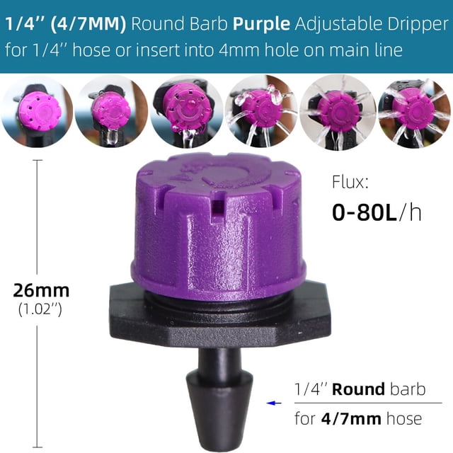 12 Colors of Adjustable 8-Holes Drippers Garden Irrigation Spinkler Nozzle Balcony Greenhouse Watering Emitters Automatic Tool400 PCS He Qiyong unisex