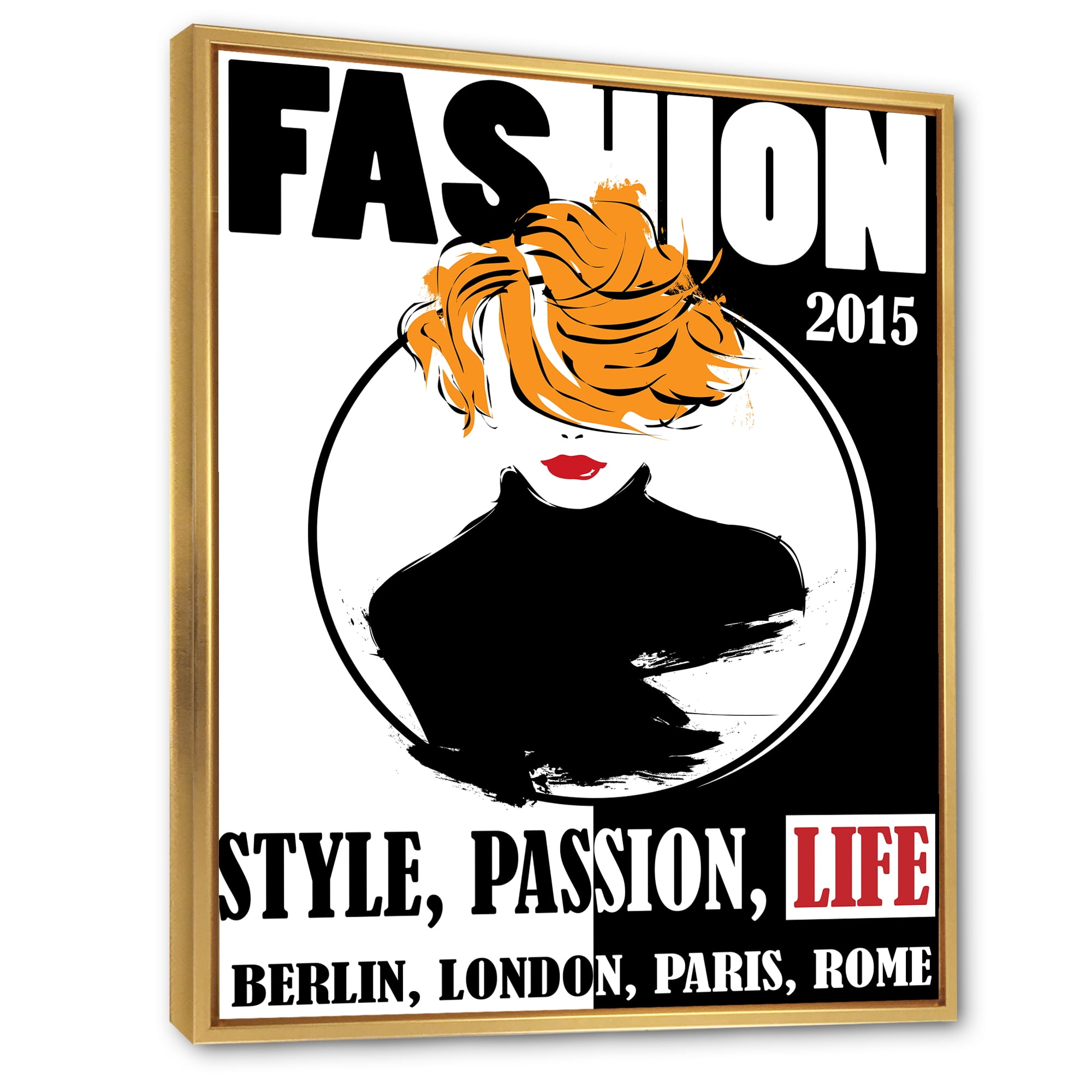 Designart 'Style Passion Life Fashion Woman V' Modern Framed Canvas Wall Art Print