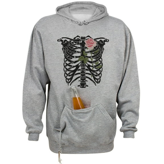 Skeleton Rib Cage Beer Holder Tailgate Hoodie Sweatshirt Unisex Large Oxford