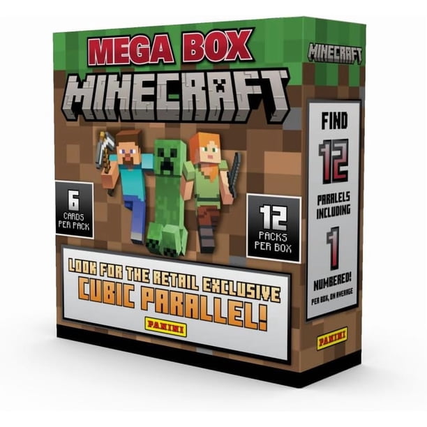 Panini Minecraft Mega Box – Official Trading Cards, 72 Cards per Box, Exclusive Foil Parallels, Rare Inserts, Great Gift for Kids & Gamers
