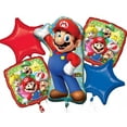 thumbnail image 2 of NEW Super Mario Brothers 5pc Foil Balloon Bouquet Birthday Party Favor Supplies, 2 of 6