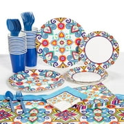 Fun Express 89 Pieces Colorful Fiesta Tableware Kit for 8 Guests