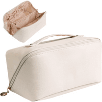 JAYWAYNE Women's Large Capacity Travel Cosmetic Bag - Hanging Toiletry Organizer with Multiple Pockets, Waterproof Makeup Case for Travel Storage (White)