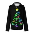 thumbnail image 5 of Tops for Women Christmas Printed Lapel Long Sleeved Button Blouse Casual T-Shirt,Women's Long Sleeve Tops Green XXXXXL, 5 of 5