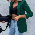 thumbnail image 1 of MKLEKYY Veste Marron pour Femmes Mode Col Rabattu Couleur Unie Manches Longues Veste Fine, 1 of 4