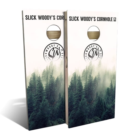 Skip's Garage | Foggy Forest Cornhole Board Set | Includes Boards & Bags | Choose Your Size & Accessories