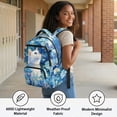 thumbnail image 4 of Kuiaobaty Cat Flower Print Backpack for Teens 17 Inch School Bag Daypack with Cup Holder Cute Girls Backpack Laptop for School, Blue, 4 of 7