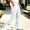 thumbnail image 6 of BXJX Boys Cargo Pants, Fall Multi Pocket Elastic Waist Casual Waffle Knit Trousers White Size 10-11 T, 6 of 8
