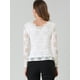 thumbnail image 5 of Allegra K Top de blusa de encaje de manga larga transparente con bordado floral para mujer blanco XL, 5 of 6