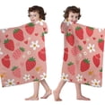 thumbnail image 4 of Strawberry Plants Fruit Flower Heart Hooded Bath Towel，60"x35" for Ages 3 To 12 Kids, Quick Dry Lightweight Soft Microfiber Hood Beach Towel Cover Up for Kids, 4 of 7