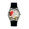 Book Lover Black Leather And Silvertone Watch