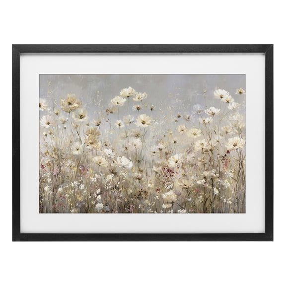 Stupell Industries Contemporary White Daisy Clusters Meadow Black Framed Print Under Glass, 20 x 14, by Jacky Ngan