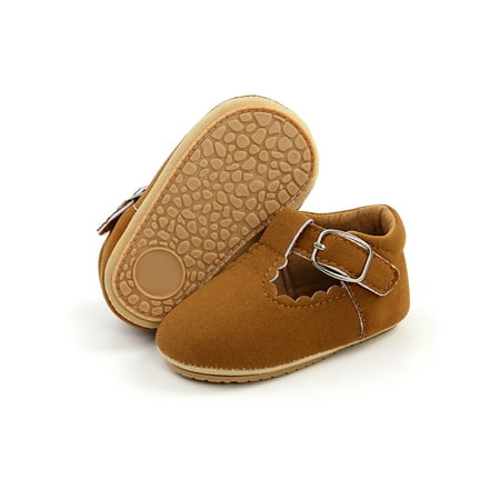 

Ymiytan Toddler Boys Girls Crib Shoes First Walker Walking Shoe Rubber Sole Loafers Outdoor Comfort Lightweight Magic Tape Moccasin Nubuck Brown 5C