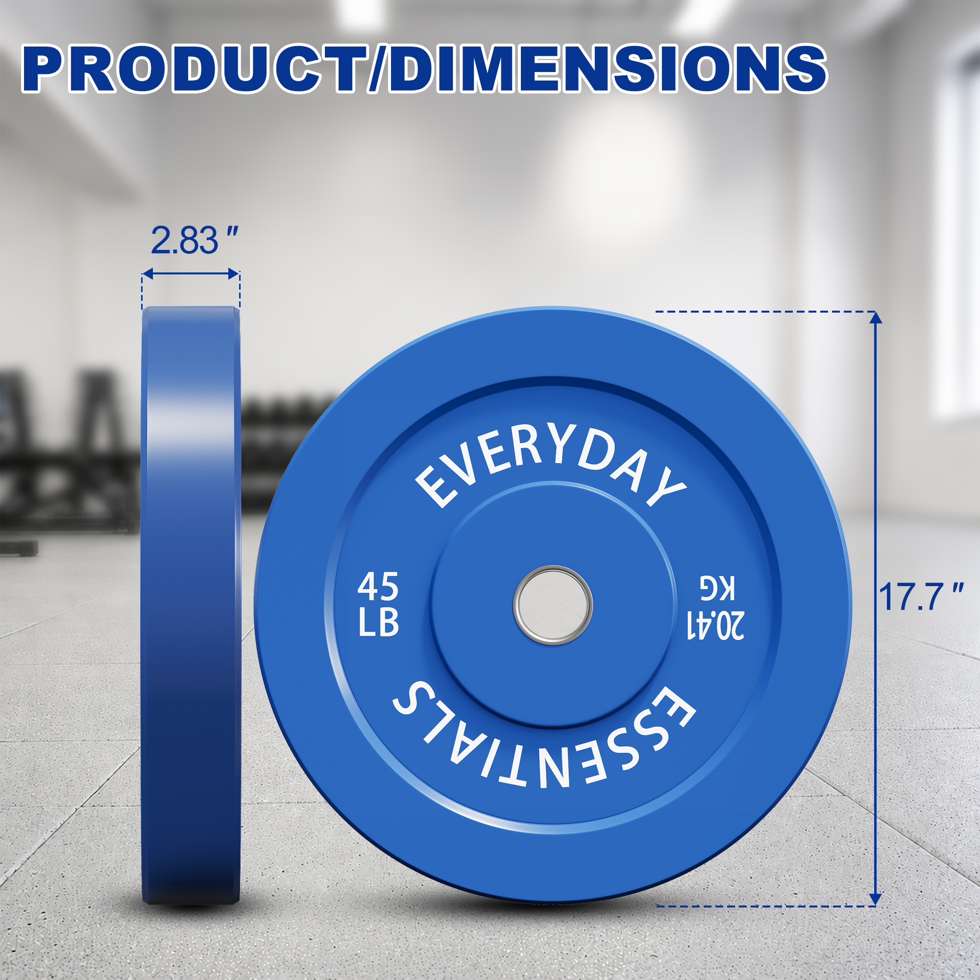 INTRTLOCKINGING TILES 45 LB Olympic Bumper Plate Pair, Rubber Weight Plates with 2-Inch Center Insert, Low-Rebound Design for Home Workouts and Weightlifting