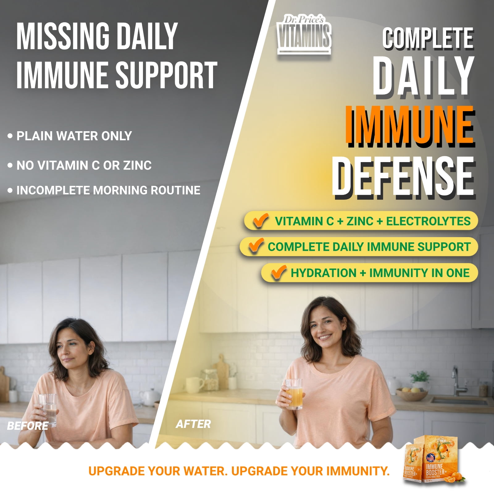 Dr. Price’s Immune Booster + Electrolytes Powder – 20 Packets | Sugar-Free Hydration Mix with Vitamin C, Zinc & Chromium