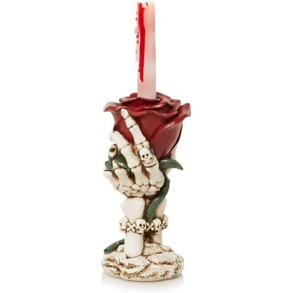 Yankee Candle Halloween Phantasmagoria Red Rose Resin Taper Holder with 2 Dreadful Drip Taper Candles